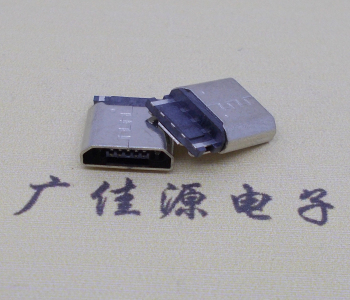 短體焊線micro usb 2p充電母頭,直邊凸包封孔結構